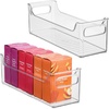 image:imageiDesign Stackable Plastic Pantry Bin with Handles Set of 2 Clear  For Cabinets or Fridge Made in USA145 x 5 x 5  Set of 2