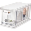 image:imageiDesign The Sarah Tanno Collection Medium Stacking Cosmetic Drawer Organizer with Lid and Divider ClearWhiteMedium