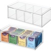 image:imageiDesign XL Tea Bag Organizer Clear 4Section  For Counter Storage Drawer for CabinetPack of 2