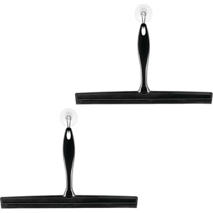 image:imageInterDesign iDesign Bathroom Shower Squeegee with Wall Hook  Set of 2  BlackClearBlackClear