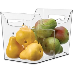 image:imageInterDesign iDesign Divided Fridge Organizer Bin with Handles Clear  Refrigerator or Freezer BinPack of 1