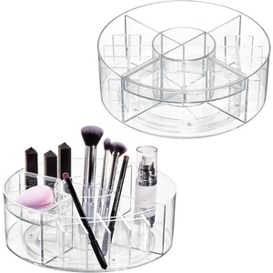 image:imageInterDesign iDesign Rotating Makeup Organizer with Dividers and Lipstick Holders  Set of 2  ClearSectioned2 pk