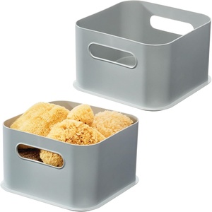 image:imageInterDesign iDesign Storage Bins with Handles Set of 4 Gray  Organize Kitchen Bathroom or Home OfficePack of 2