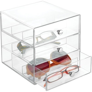 image:imageiDesign 3Drawer Stackable Sunglasses Organizer  Clear Glasses Storage Eyewear Display HolderClear