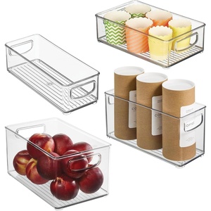 image:imageiDesign 4Piece Plastic Organizer Bin Set Clear  Two 10 x 8 x 5 Bins Two 10 x 4 x 5 Bins For Pantry and Cabinet Organization Made in the USA10 x 10 x 8