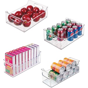 image:imageiDesign 50 Recycled Plastic Refrigerator Set Made in The USA  Versatile Design Ideal for Freezer Pantry and Cabinet Organization Two 5 x 5 x 14 and Two 10 x 5 x 14 Bins Clear145 x 15 x 10