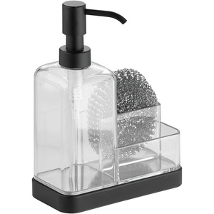 image:imageiDesign 67080 Forma Plastic Soap Pump with Caddy Dispenser with Storage Compartment for Bathroom Kitchen Countertops Sinks Set of 1 Stainless  Dispenser with Storage Compartment for Bathroom Kitchen CountertopsClearMatte Black