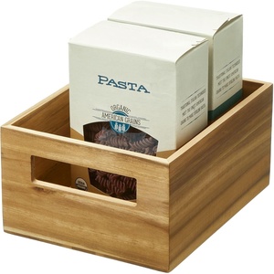 image:imageiDesign Acacia Wood Pantry Storage Bin with Handles  Natural10 x 8 x 5