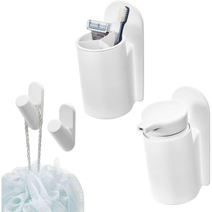 image:imageiDesign Adhesive Shower Hooks White Set of 2  Bathroom Storage Shower4 Piece set