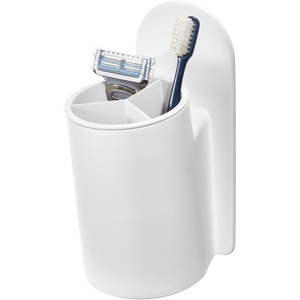 image:imageiDesign Adhesive Shower Hooks White Set of 2  Bathroom Storage ShowerDivided Tumbler