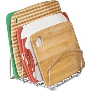 image:imageiDesign Classico Metal Over the Cabinet Kitchen Bakeware Organizer Basket for Cutting Boards Baking Sheets Pans 1373 x 518 x 142  ChromeBakeware Organizer