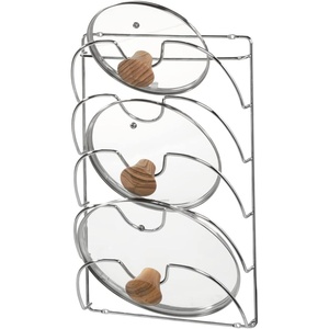 image:imageiDesign Classico Metal Over the Cabinet Kitchen Bakeware Organizer Basket for Cutting Boards Baking Sheets Pans 1373 x 518 x 142  ChromeLid Rack