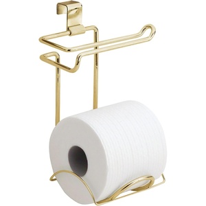 image:imageiDesign Classico Steel Toilet Paper Holder for Bathroom Storage Over the Tank Toilet Tissue Organizer ChromeGold