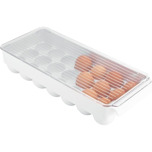 image:imageiDesign Clear Plastic Egg Holder for Fridge with Lid 21 Egg  Storage Container Organizer BinClearWhite