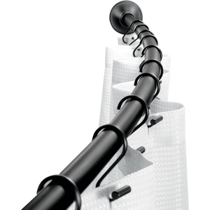 image:imageiDesign Curved Metal Shower Curtain Rod Adjustable Customizable Curtain Rod for Bathtub Stall Closet Doorway 4172 Inches Matte Black79077Matte Black