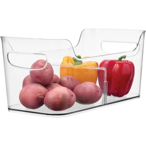 image:imageiDesign Divided Fridge Organizer Bin with Handles Clear  Refrigerator or Freezer Bin