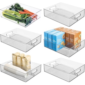 image:imageiDesign Divided Pantry Bin with Handle Clear  For Pantry For Refrigerator For FreezerPack of 6