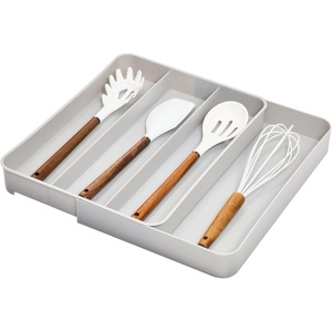 image:imageiDesign Eco Recycled Plastic Expandable Drawer Organizer Utensil Tray Gray
