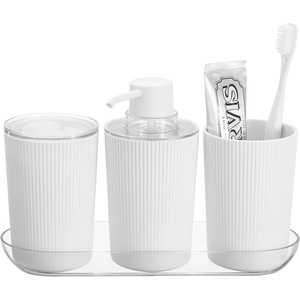 image:imageiDesign Fluted Toothbrush Holder WhiteClear  Removable DividerWhite Clear