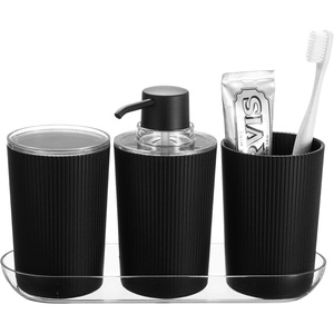 image:imageiDesign Fluted Toothbrush Holder with Removable Divider  BlackClearBlackClear