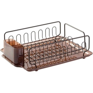 image:imageiDesign Forma Lupe Stainless Steel Metal Sink Dish Drainer Plastic Tray Kitchen Drying Rack For Glasses Silverware Bowls Plates 133 x 175 x 52 BronzeBronze