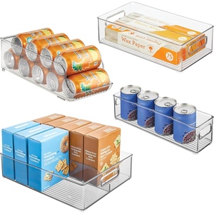 image:imageiDesign Fridge Storage Bin Set with a Soda Can Dispenser Set of 4  Clear  Made in USABin Set