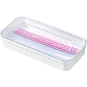 image:imageiDesign Gallon Bag Organizer ClearWhite  Plastic Food Storage Bag Holder For Kitchen DrawerGallon Bag Holder