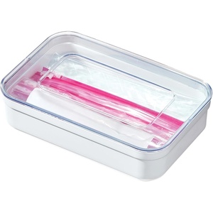 image:imageiDesign Gallon Bag Organizer ClearWhite  Plastic Food Storage Bag Holder For Kitchen DrawerSandwich Bag Holder
