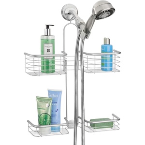 image:imageiDesign Hanging Handheld Shower Hose Caddy Chrome  Storage for Shampoo Conditioner Body WashChrome