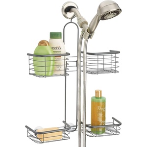 image:imageiDesign Hanging Handheld Shower Hose Caddy Chrome  Storage for Shampoo Conditioner Body WashGraphite