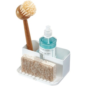 image:imageiDesign Kitchen Sink Caddy for Countertop White  Sponge Holder Drain Spout472 L x 6 W x 28 H