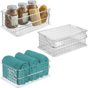 image:imageiDesign Large Stackable Shower Caddy Basket Clear  For Bathroom or College Dorm Made in USAPack of 3