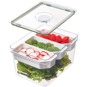 image:imageiDesign Large Tall Produce Storage Bin with 3 Movable Dividers The Fresh Collection  785 L x 105 W x 6 H Clear BinPack of 1