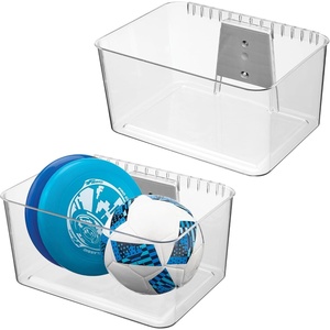 image:imageiDesign Large Wallspace OpenFront Bin Set of 2 ClearCharcoal  WallMounted Storage BinClearCharcoal Bin