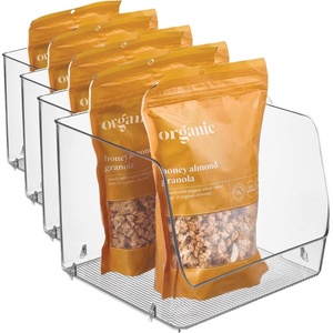 image:imageiDesign Linus Stacking Organizer Bins for Kitchen Pantry Office Bathroom Extra LargeClearLarge Pack of 4
