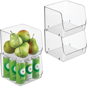 image:imageiDesign OpenFront Storage Bin  AllPurpose Bin for Kitchen Bathroom or Office  Clear  Made in USAPack of 4