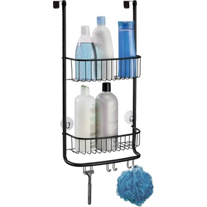 image:imageiDesign OvertheDoor Hanging Shower Caddy Organizer The Forma Collection  12 x 65 x 24 Matte BlackMatte Black