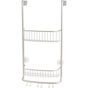 image:imageiDesign OvertheDoor Hanging Shower Caddy Organizer The Forma Collection  12 x 65 x 24 Matte BlackSatin