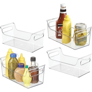 image:imageiDesign Plastic Condiment Organizer with Handles Clear  For Fridge Made in USAPack of 4