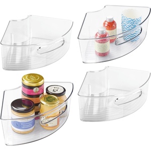image:imageiDesign Plastic Lazy Susan Cabinet Storage Bin 14 Wedge Container for Kitchen Pantry Counter BPAFree 125 in x 675in x 4in Set of 4 Clear4