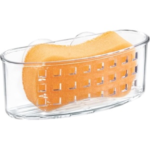 image:imageiDesign Plastic Sponge Holder with Suction Cups Clear 65 x 25 x 25  Ideal for Kitchen Sinks Bathroom OrganizationPack of 1