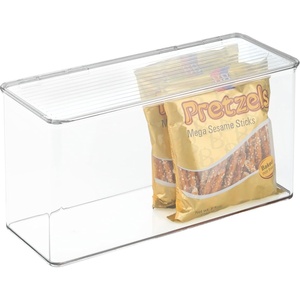 image:imageiDesign Plastic Stackable HingedLid Storage Box  Set of 2  Clear  Pantry or Kitchen Use6 x 135 x 7
