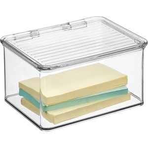 image:imageiDesign Plastic Stackable HingedLid Storage Box Clear  Pantry and Kitchen Freezer and FridgePack of 1