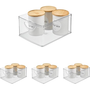 image:imageiDesign Plastic Stackable Kitchen Cabinet Storage Bin Clear  With Handles Pantry OrganizerMedium Pack of 4