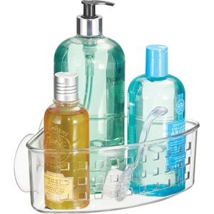 image:imageiDesign Plastic Suction Cup Corner Shower Basket Clear  Bathroom Storage Made in USAPack of 1