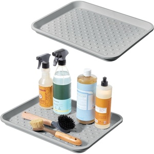 image:imageiDesign Plastic Under Sink Mat Tray for Kitchen Cabinet Bathroom Entryways Office Mudroom College Dorm Set of 2 17 X 13 X 2 Black  For Kitchen Cabinet Bathroom Entryways Office MudroomGray