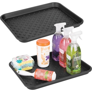 image:imageiDesign Plastic Under Sink Mat Tray for Kitchen Cabinet Bathroom Entryways Office Mudroom College Dorm Set of 2 17 X 13 X 2 Black  For Kitchen Cabinet Bathroom Entryways Office MudroomBlack