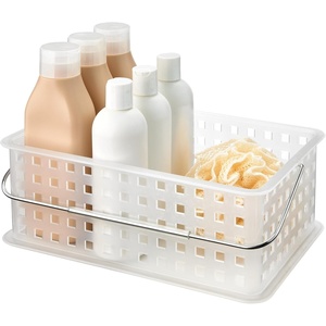 image:imageiDesign Portable Shower Caddy Basket with Handle  ClearFrost For Dorm or Bathroom Made in USAClear Frost