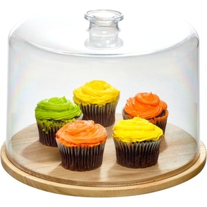 image:imageiDesign Recycled Plastic Cake Dome The Rosanna Pansino Collection  1075 L x 1075 W x 8 H Clear Dome Lid with Natural Wood Base