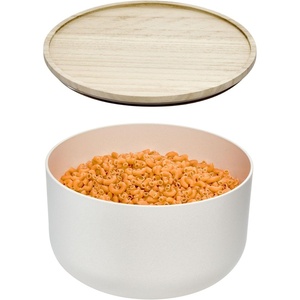image:imageiDesign Recycled Plastic Large Mixing Bowl with Lid The Rosanna Pansino Collection  10 L x 11 W x755 H Coconut Bowl with Natural Wood Lid